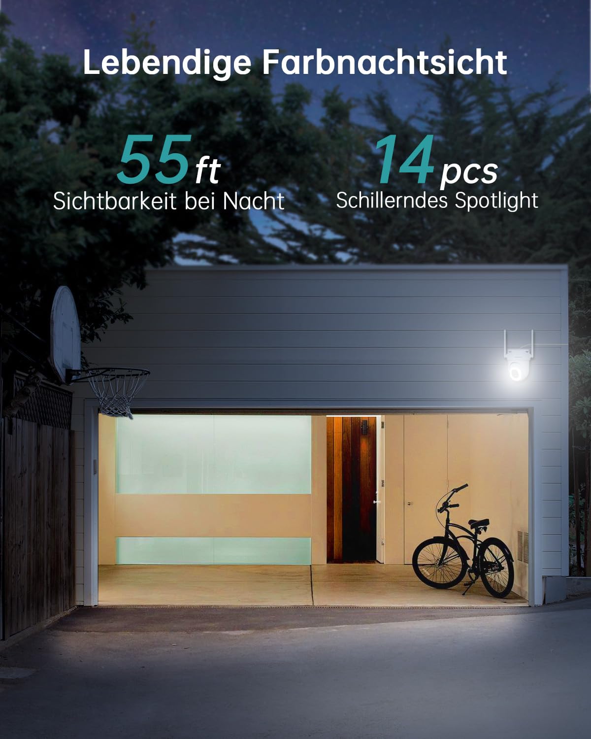 ZUMIMALL 2.5K Überwachungskamera Aussen, Auto-Tracking, 24/7 Aufnahme, 2PCS | 355°/90° PTZ, Kabelgebunden, 2.4/5G Dualband WLAN Kamera überwachung aussen, 5MP Farbnachtsicht, KI-Erkennung