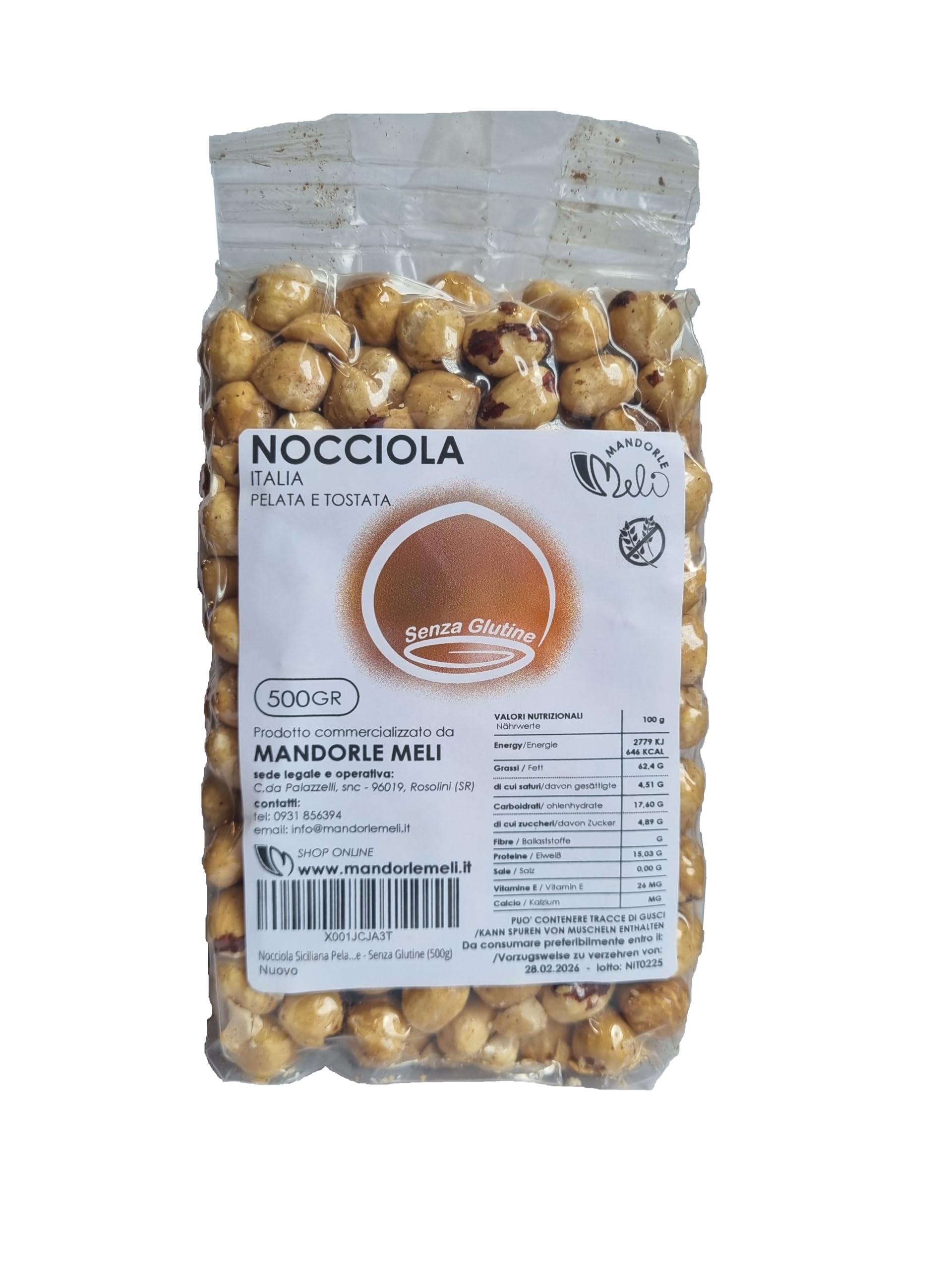 Nocciola Pelata e Tostata - Frutta Secca Fonte di Vitamine e Fibre - Senza Glutine (500g)