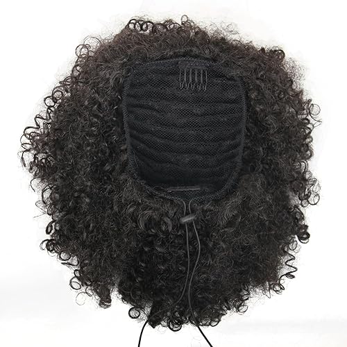 Miniatura 3 de Extensión de cola de caballo afro con cordón para mujeres negras, extensión de cola de caballo corta afro rizada con clip con cordón rizado (2#)