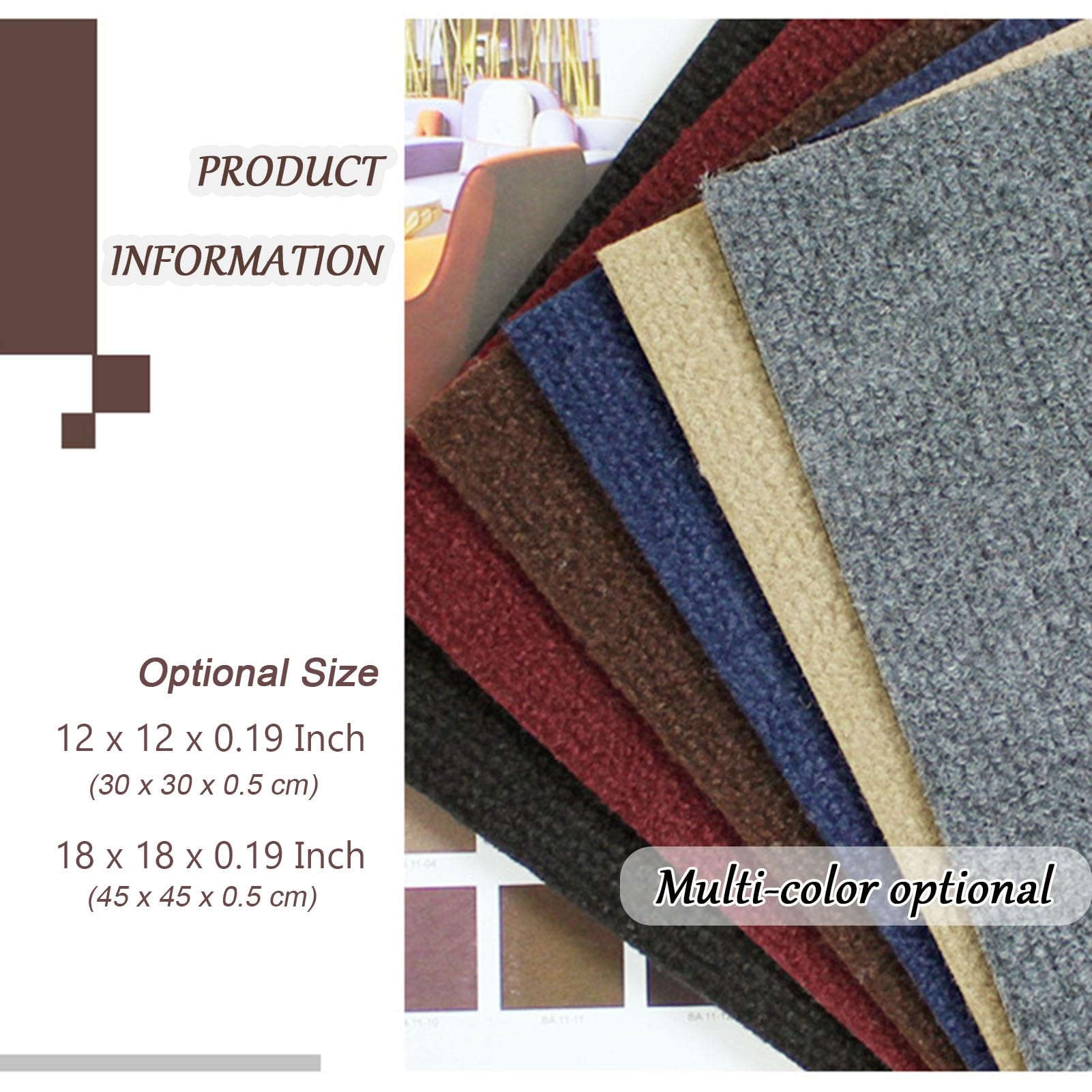 Dalles de Moquette Autocollantes, 15 Dalles, Plusieurs Couleurs, Tapis de Sol Multifonction 30 x 30 cm, à décoller et à Coller, Installation Facile (Bordeaux 30 x 30 cm)