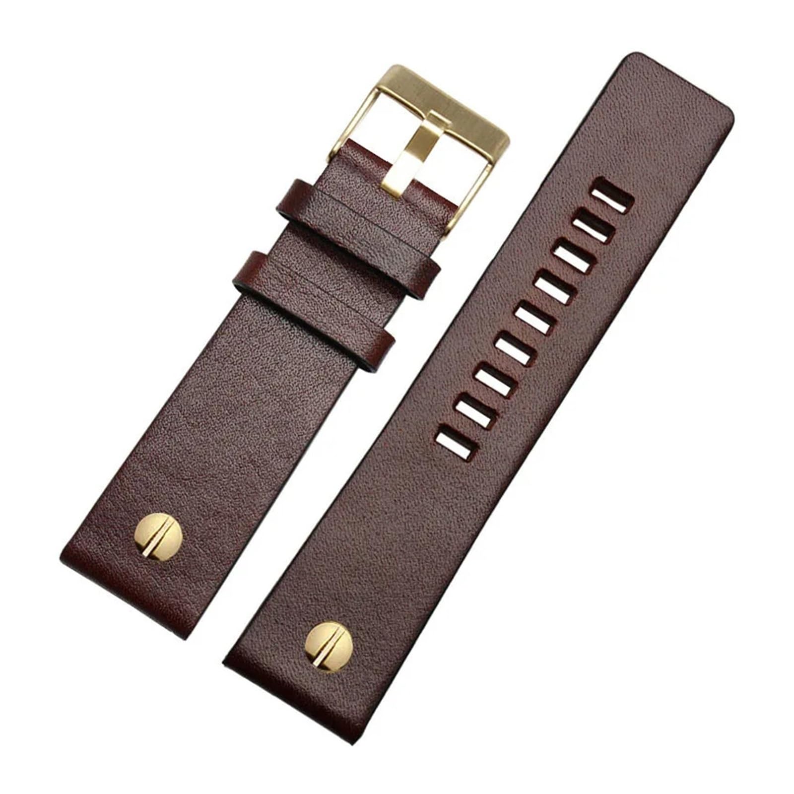 Genérico NASUNJIA Correa De Reloj De Cuero Genuino 22, 24, 26, 28 Y 30 Mm Con Remaches, Compatible Con Pulseras Diesel DZ7406, DZT2009, DZ7413 Y DZ4343.