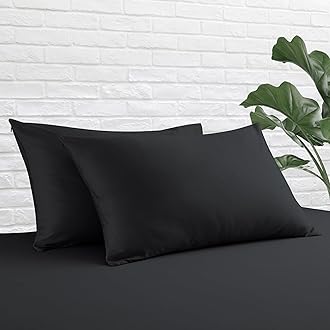 Pillow Cases Queen Size 4 Pcs,100% Egyptian Cotton 400 Thread Count Sateen Weave Black Pillowcases Queen Size, Premium Quality Pillow Covers for Home/Hotel