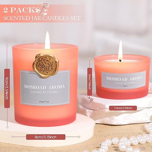 Miniatura 5 de MOSROD - Juego de regalo de velas perfumadas de rosa y madera de agar, 2 paquetes, velas románticas de aromaterapia de soja natural, regalo para