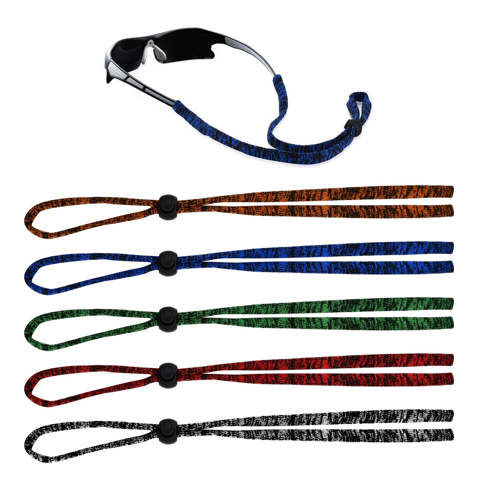 Laughhe 5 Pieza Correa Gafas, Cuerda Gafas Deportivos Cordones para Gafas de Sol, Cordon Gafas Ajustable Antideslizante Retención de Gafas Sujeta Gafas para Deportes Lectura Actividades al Aire Libre