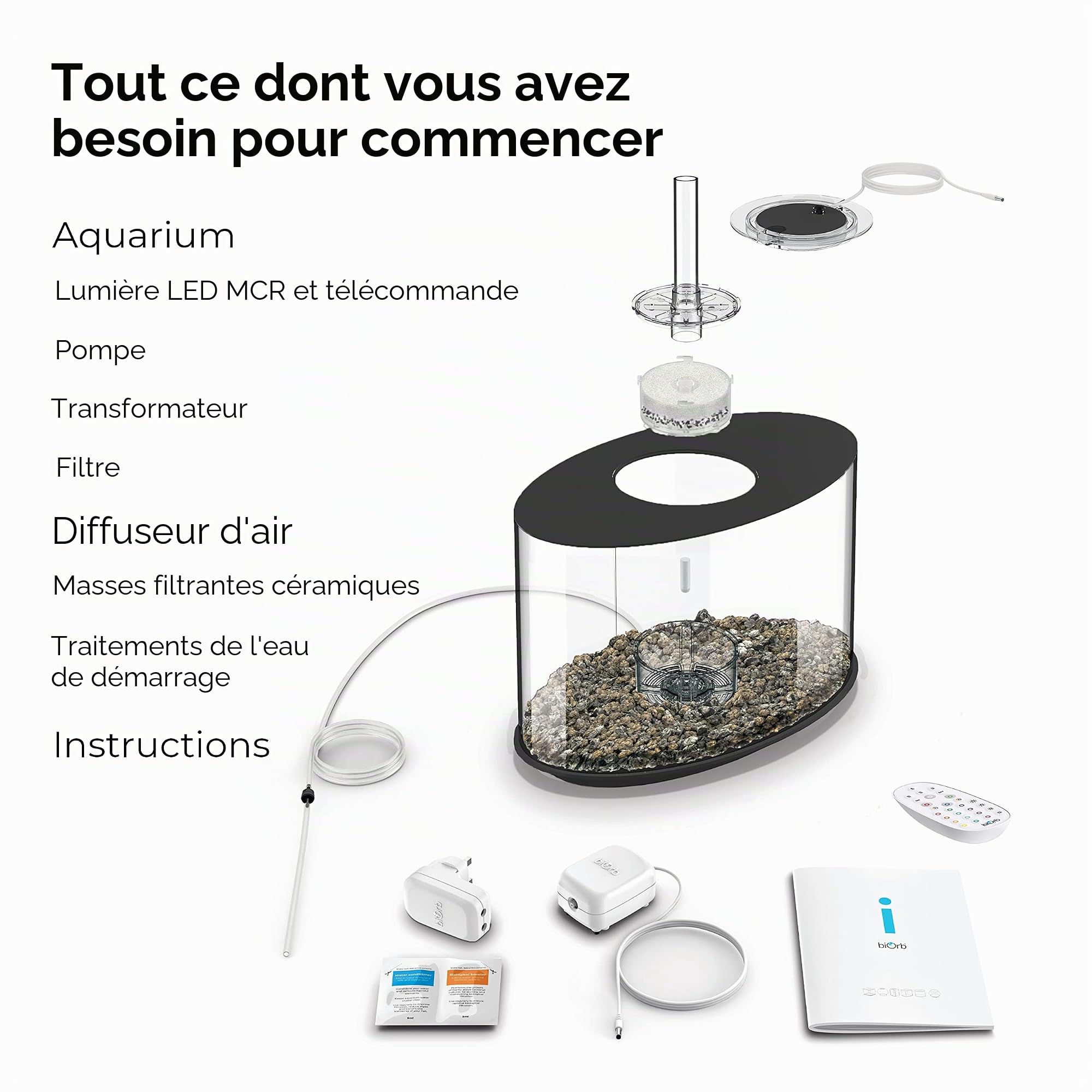 Loop 15 Aquarium avec lumière LED Multicolore – Télécommande