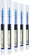 like it Fine Roller Gel Pen 0.5mm Large Capacity Blue Color Ink Straight Liquid Gel Pen Office Writing Pack of (5)