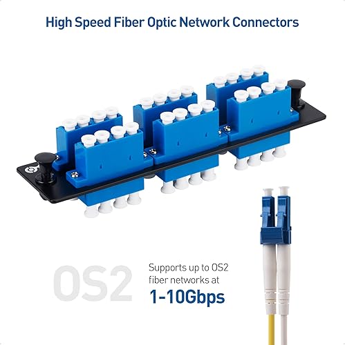 Miniatura 4 de Cable Matters Panel de conexión de fibra de modo único LC a LC OS2 de 24 fibras con 6 adaptadores de fibra óptica cuádruple LC/LC UPC - Compatible