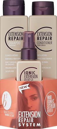 B3 Brazilian Bondbuilder Extension Shampoo/Conditioner/Refresh Trio Pack for Extensions - Repairs, Hydrates and Blends All Hair Types and Hair Extensions 28.75 fl oz (3 Count)