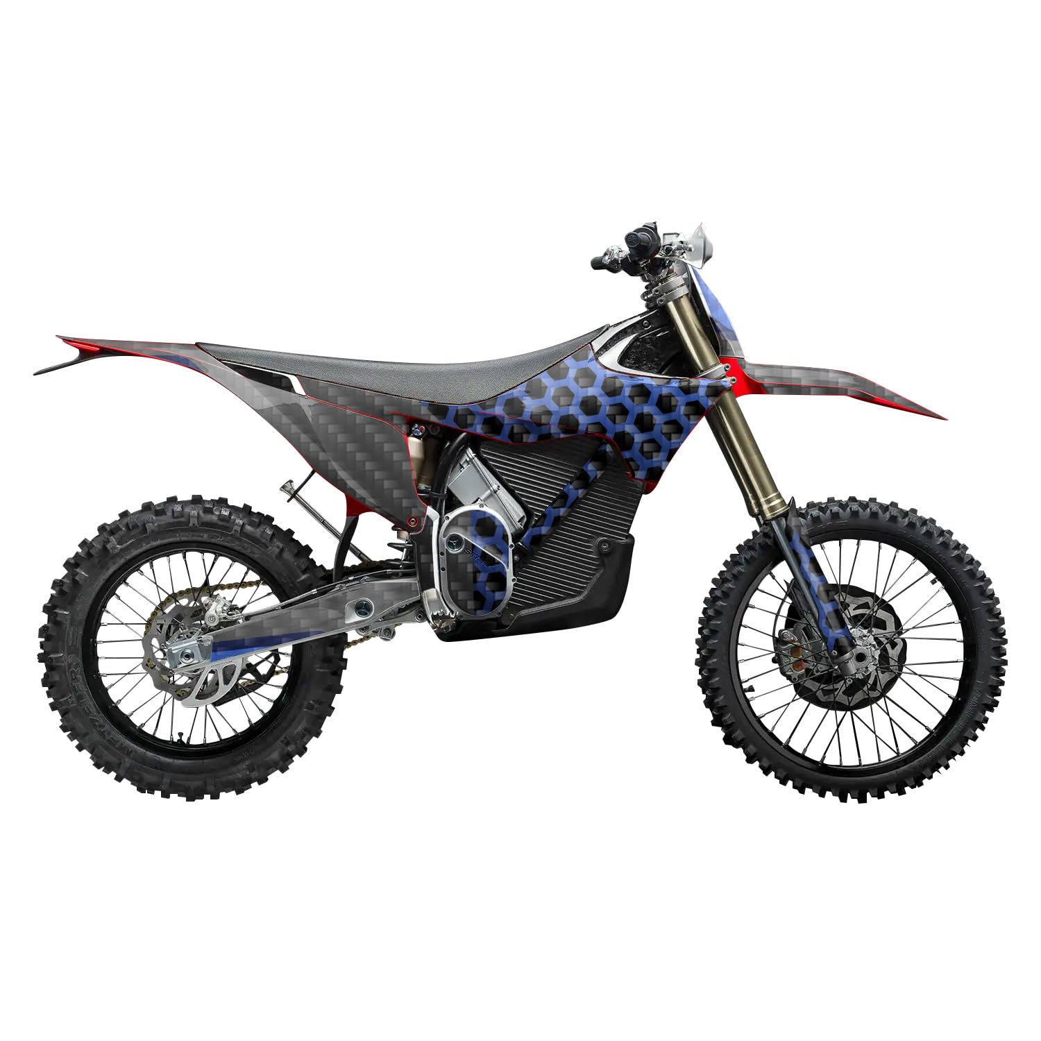 Carbon Fiber Stark Varg MX 2023-2025 Graphics Kit Wrap - Hex Blue - Varg MX Skin - Premium 3M Vinyl Protective Wrap Decal Cover - Easy to Apply | Crafted in The USA by MightySkins