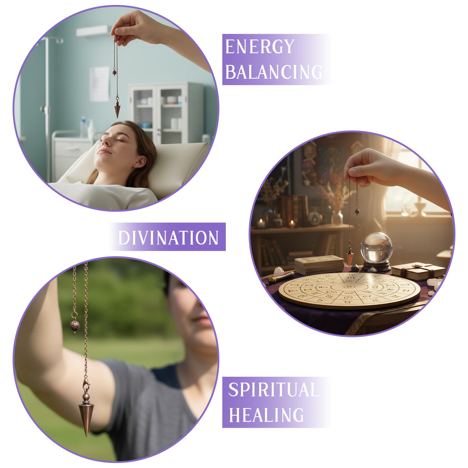 Sibba Heilung Pendel Spirituelles Weissagungs Pendulum Kupfer Wünschelrute für Spirituelle Heilung Meditation Reiki Balance Chakra Führung