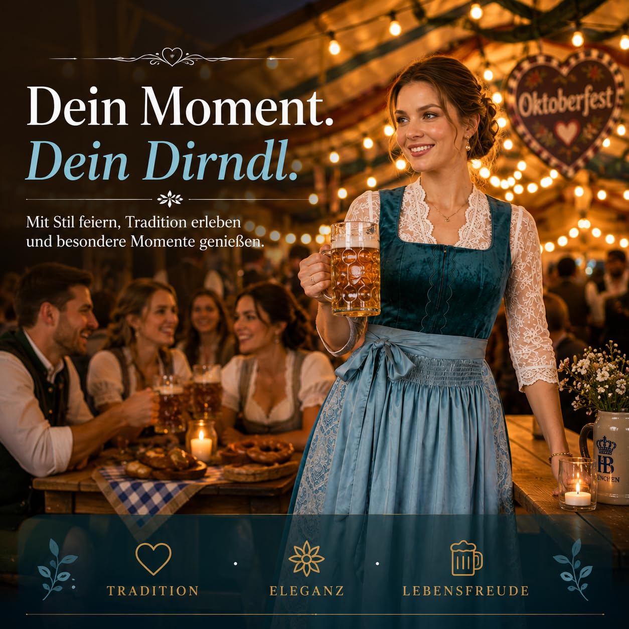 Generisch Dirndl Lang Damen Dirndlkleid Dirndlschürze Wiesn Outfit Rot Komplettset Grosse Grössen Midi Kleid Samt Mini 'Dirndl Trachten 46 Große Größen Modern