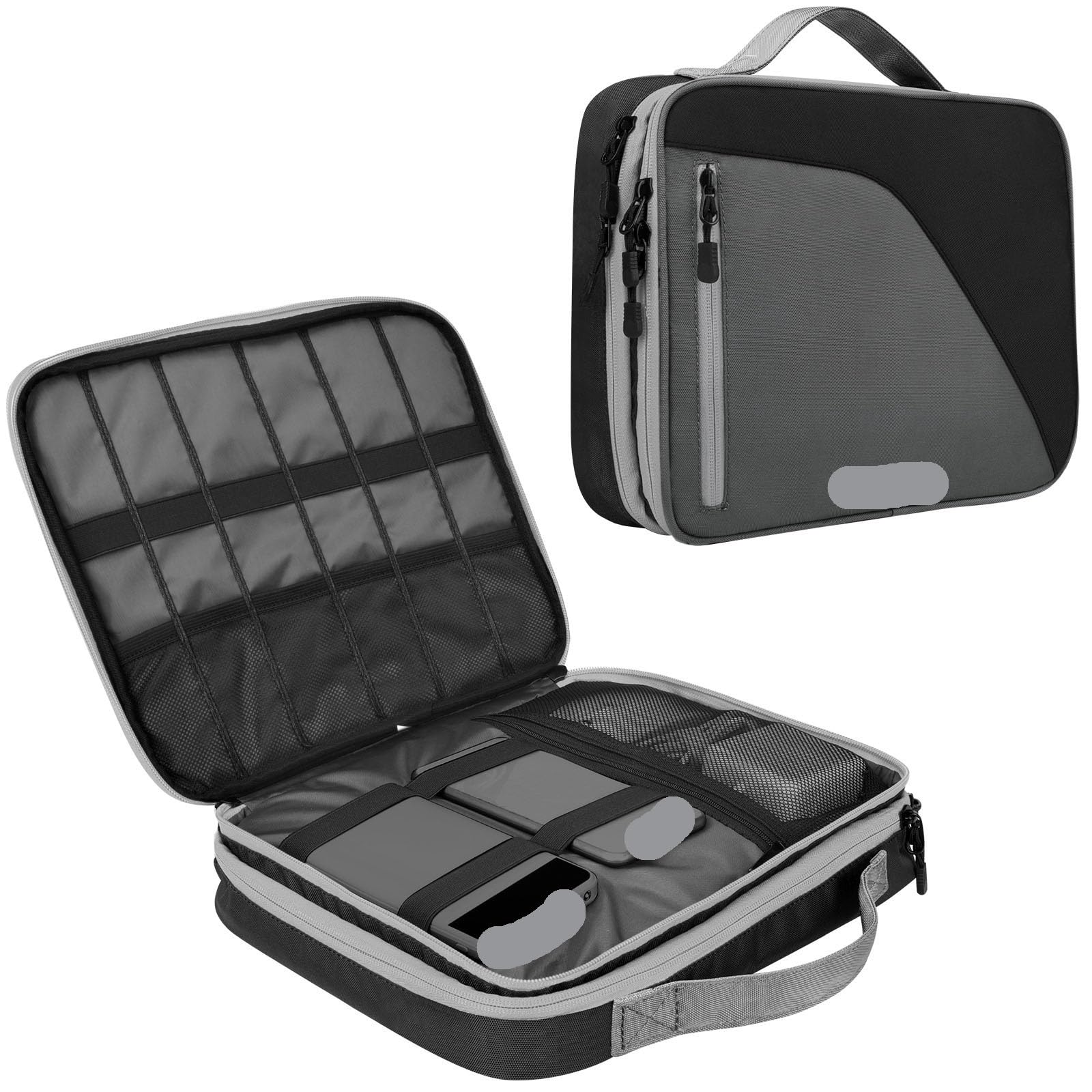 Bolsa Organizadora De Cables 2 Fundas Organizadoras De Cables Electrónicos Doble Capa 11,6 Pulgadas, Estuche Portátil For Discos Duros, Y Cargadores para Cable De Datos(Black)
