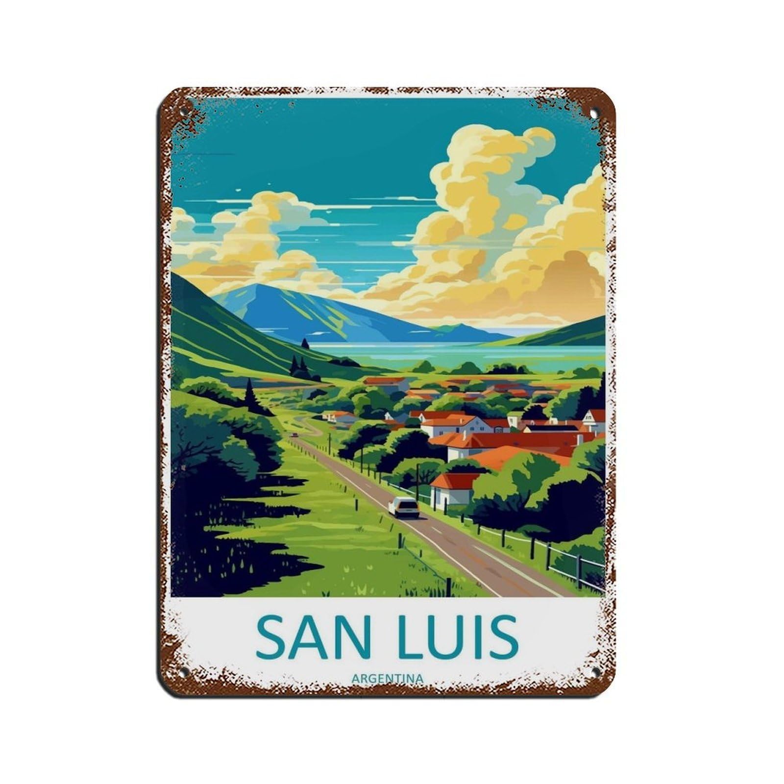 San Luis Travel Art Argentina Art Lover Gift Tin Sign Vintage Metal Pub Club Cafe Bar Home Wall Art Decoration Poster Retro 12x16inch(30x40cm)