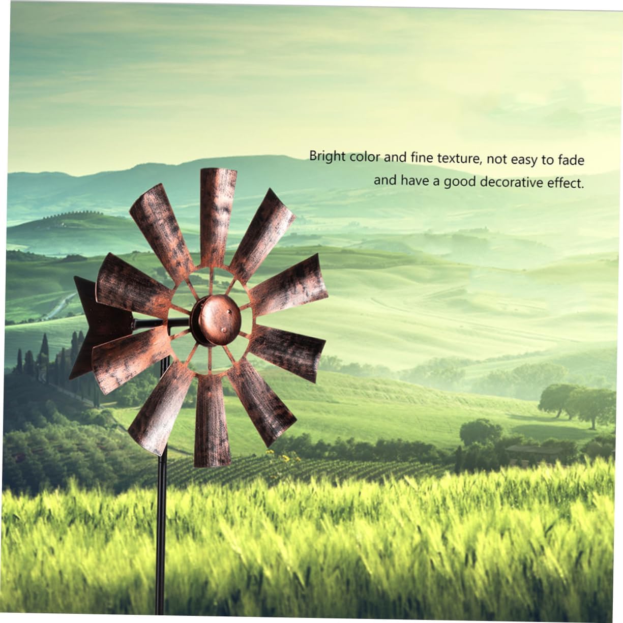 2pcs Garden Windmill Decor Metal Windmill Ornaments Rotating Decorative Pinwheel for Lawn Outdoor Decorative