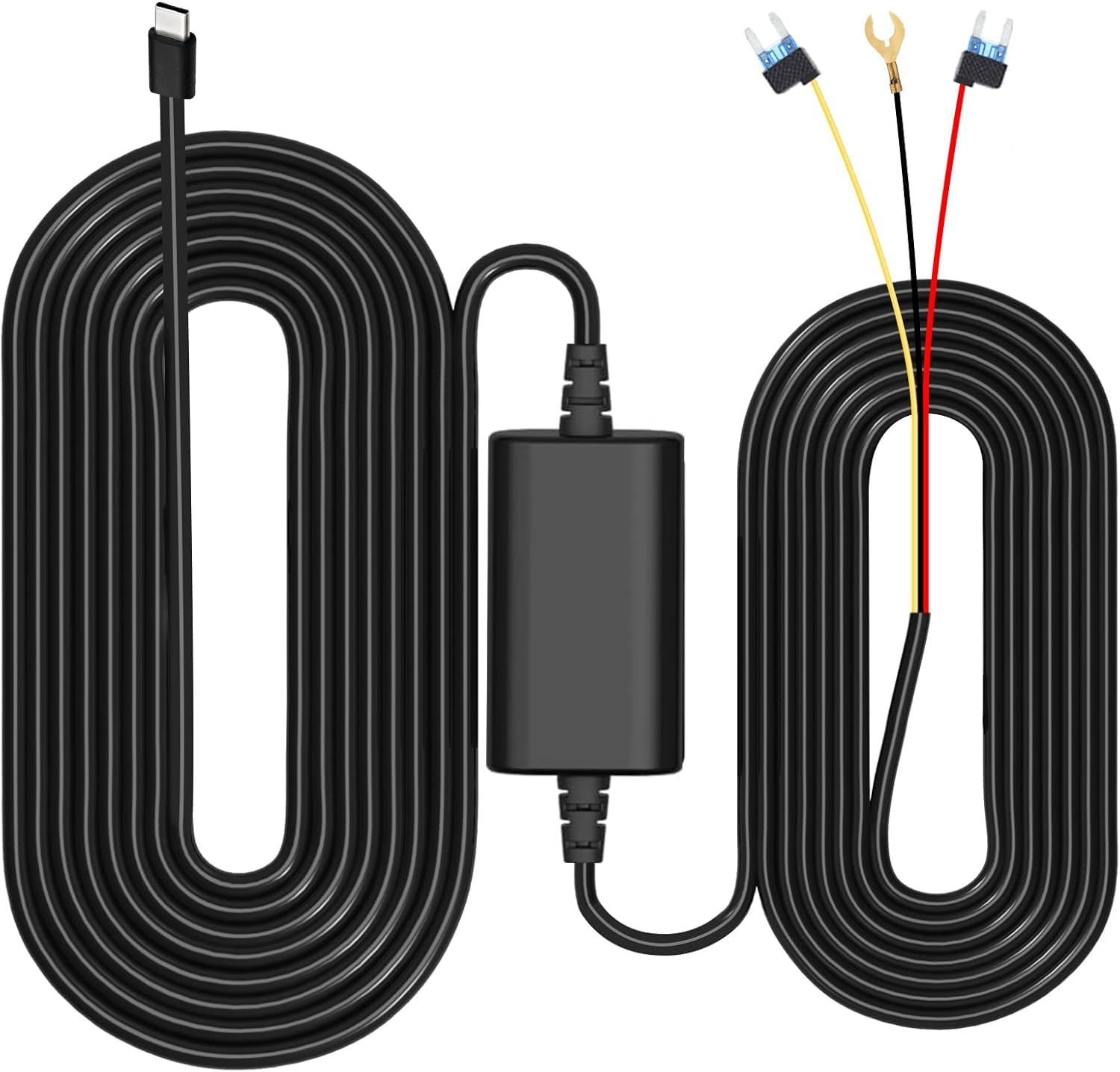 Dashcam-Hardwire-Kit, Typ-C-USB-Hardwire-Kit 12V-30V bis 5V 2,5A Hardwire-Kit mit Niederspannungsschutz 3,5M Auto-Dashcam-Ladegerät Netzkabel für 24H Parkmodus