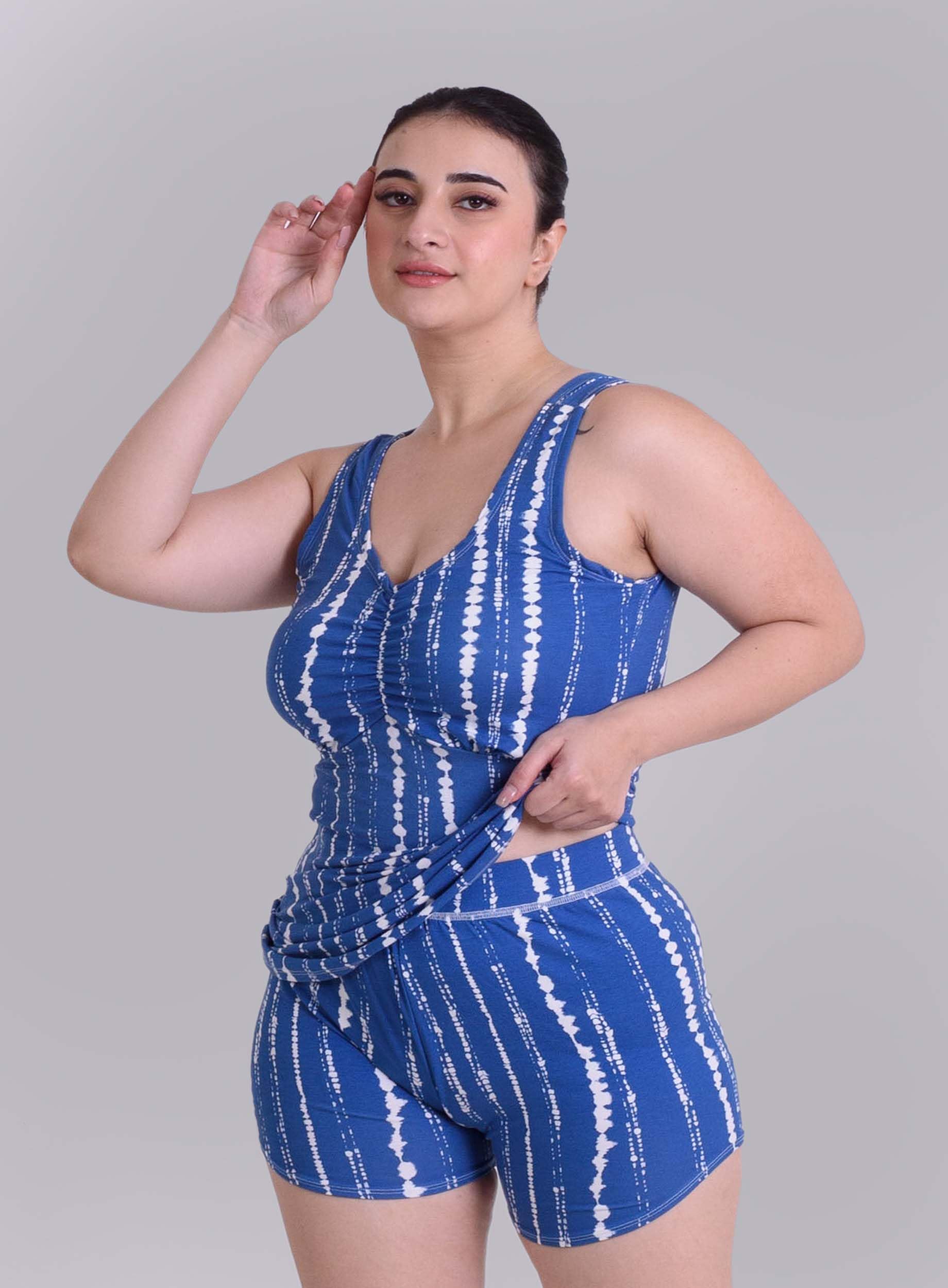 Keepfit Women's Two Piece Tankini Plus Size Swimwear Tank top with Boyshorts Blue |Swimming Suit for Women