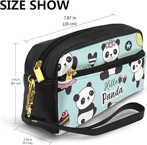 Miniatura 3 de Estuche para lápices, organizador de cosméticos para bolígrafos, bolsa linda para adultos, unisex, estuche de maquillaje, piel sintética, Panda,