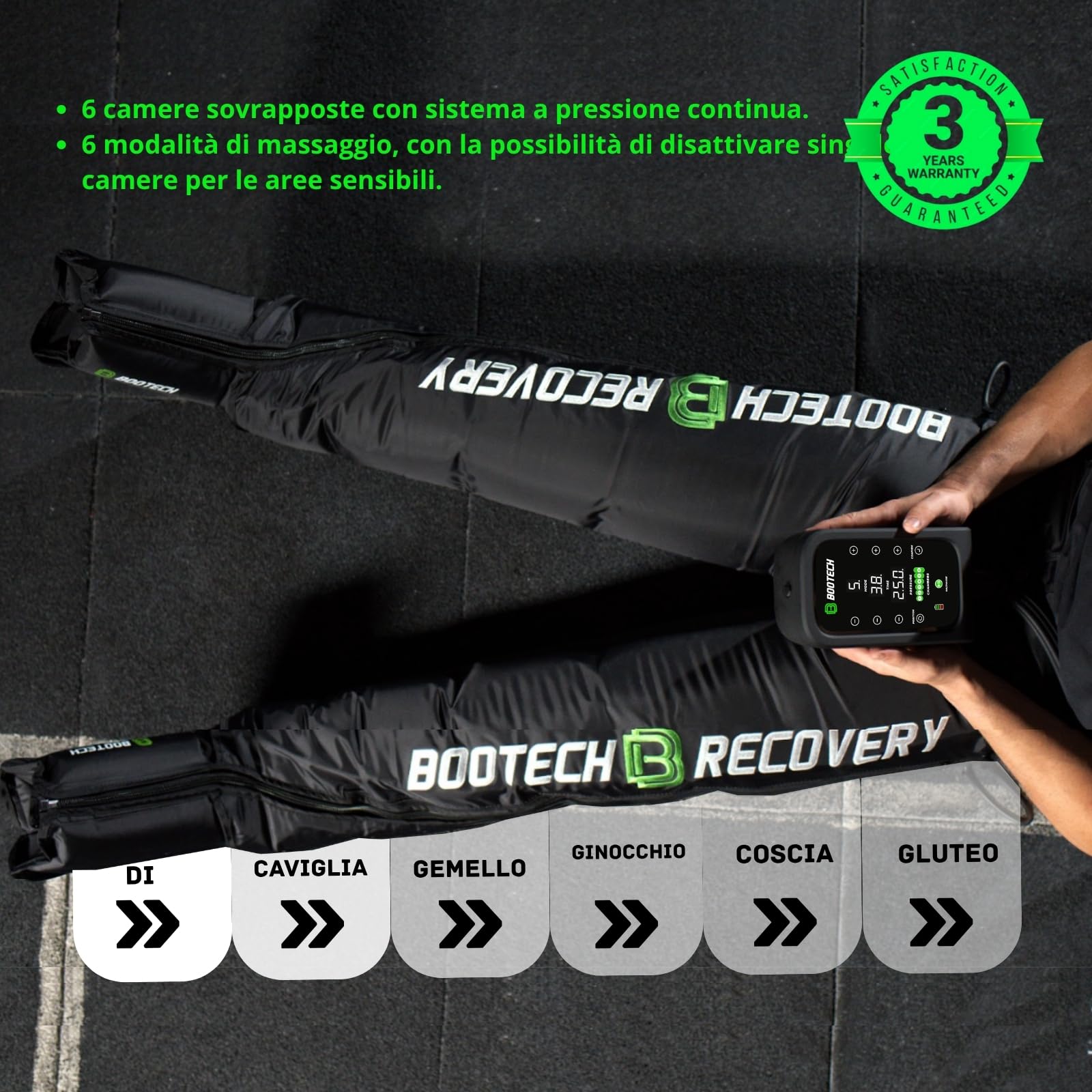 BOOTECH Pantaloni da pressoterapia per casa, ricaricabili, massaggiatore per gambe stanchi con 6 telecamere, migliora la circolazione, recupero muscolare di drenaggio linfatico cellulit