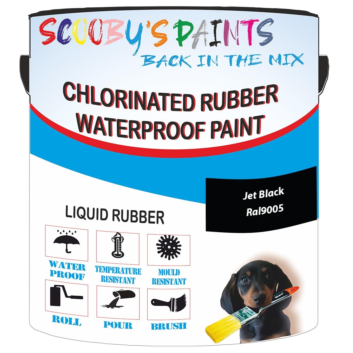 Scooby's Paints Chlorinated Rubber Waterproof Paint, Liquid Rubber (A1A Jet Black Ral9005, 0.5 Liters)