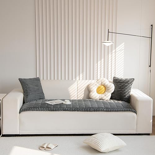 Miniatura 6 de Funda para sofá lavable para perros, funda antideslizante para sofá de 3 cojines, protector de muebles (1 unidad de 27.5 x 70 pulgadas, gris oscuro)