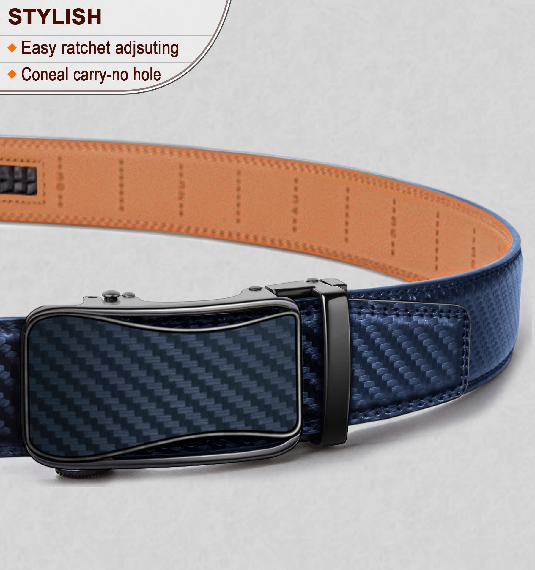 KEMISANT Cintura Uomo, Cintura Pelle Uomo Cricchetto Automatica Fibbia 35mm,Trim Regolabile per Adattars