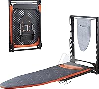 Vista 10 de Seiritex Tabla de planchar montada en la pared con soporte de hierro, 36 x 13 pulgadas, tabla de planchar plegable de montaje compacto para espacios