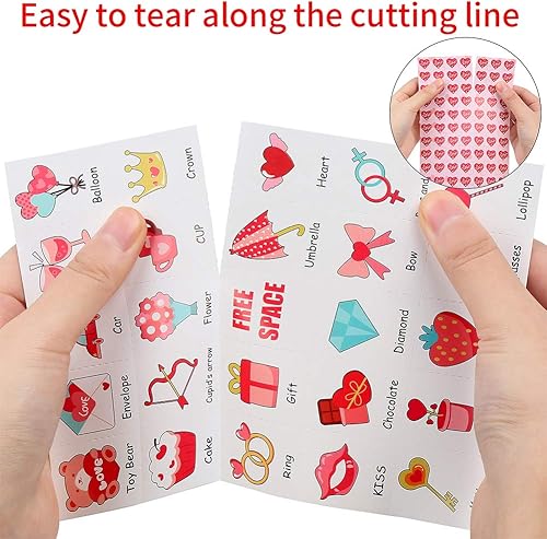 Miniatura 4 de CCINEE Tarjetas de juegos de bingo para el día de San Valentín, juego de bingo para niños, grupo grande para actividades en el aula, suministros de