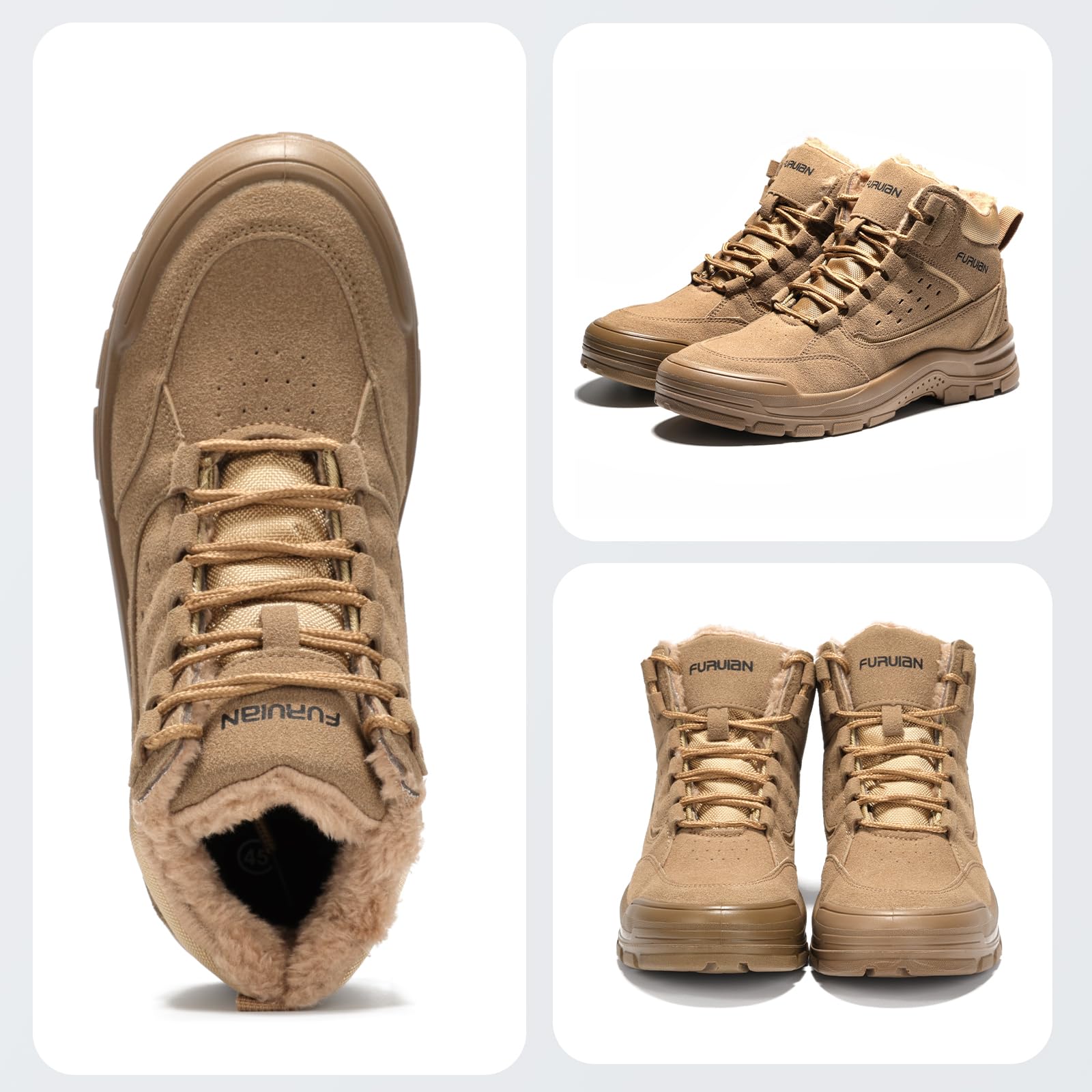 Furuian Sicherheitsstiefel mit Stahlkappe Herren Leicht Arbeitsschuhe Winter Damen rutschfest Sicherheitsschuhe Stahlkappe Arbeitsschuhe Herren Winter Damen Weich