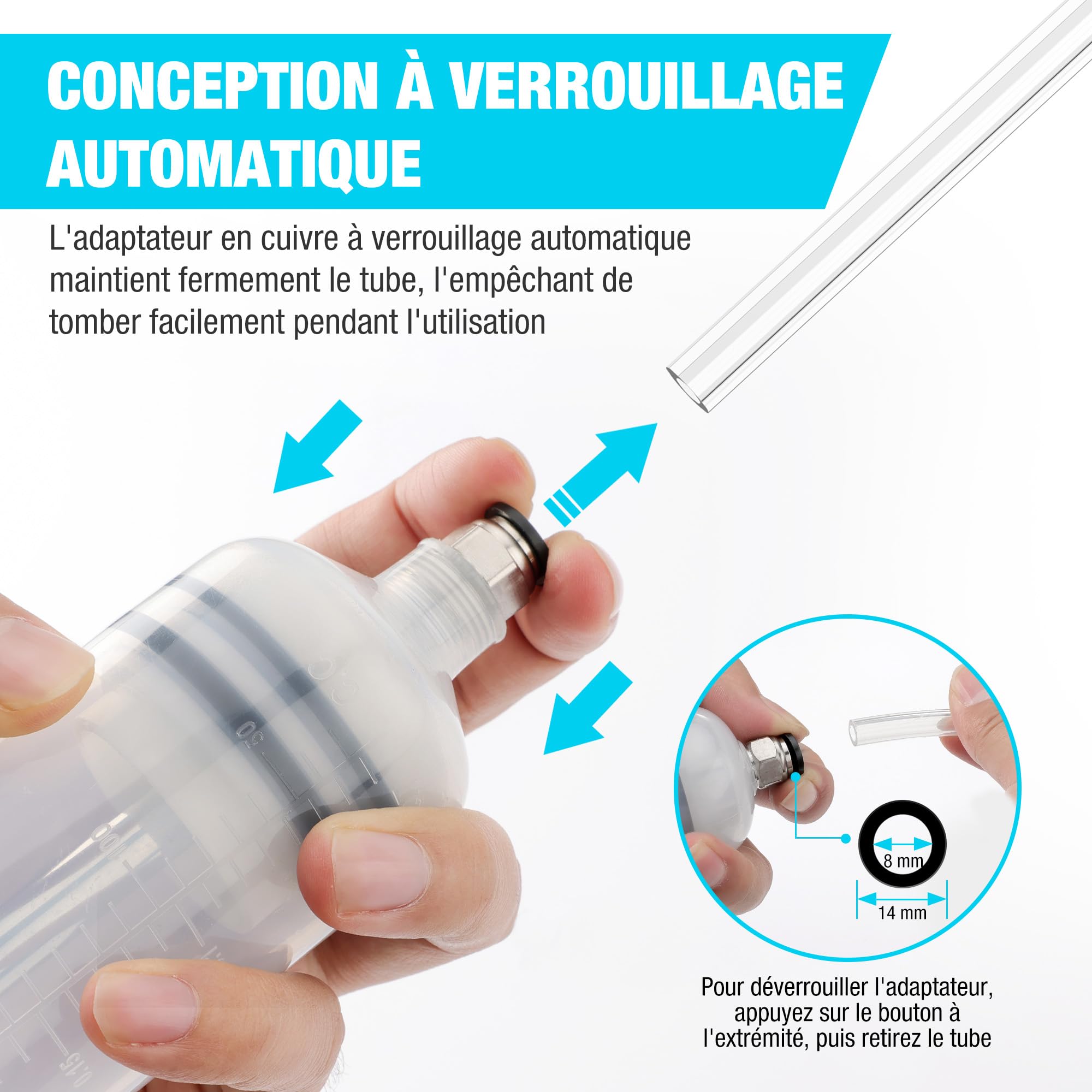 DURATECH Seringue a Huile 500ml, Extraction d'Huile Moteur, Seringue a Huile Boite Vitesse avec Tube Extension, Aspiration et Remplissage Manuels de Carburant et Liquide