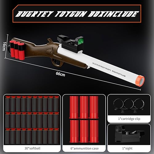 Miniatura 5 de Pistola de juguete de expulsión de carcasa de escopeta de juguete, pistola de balas suaves, con 30 balas perfectas como cumpleaños o vacaciones para