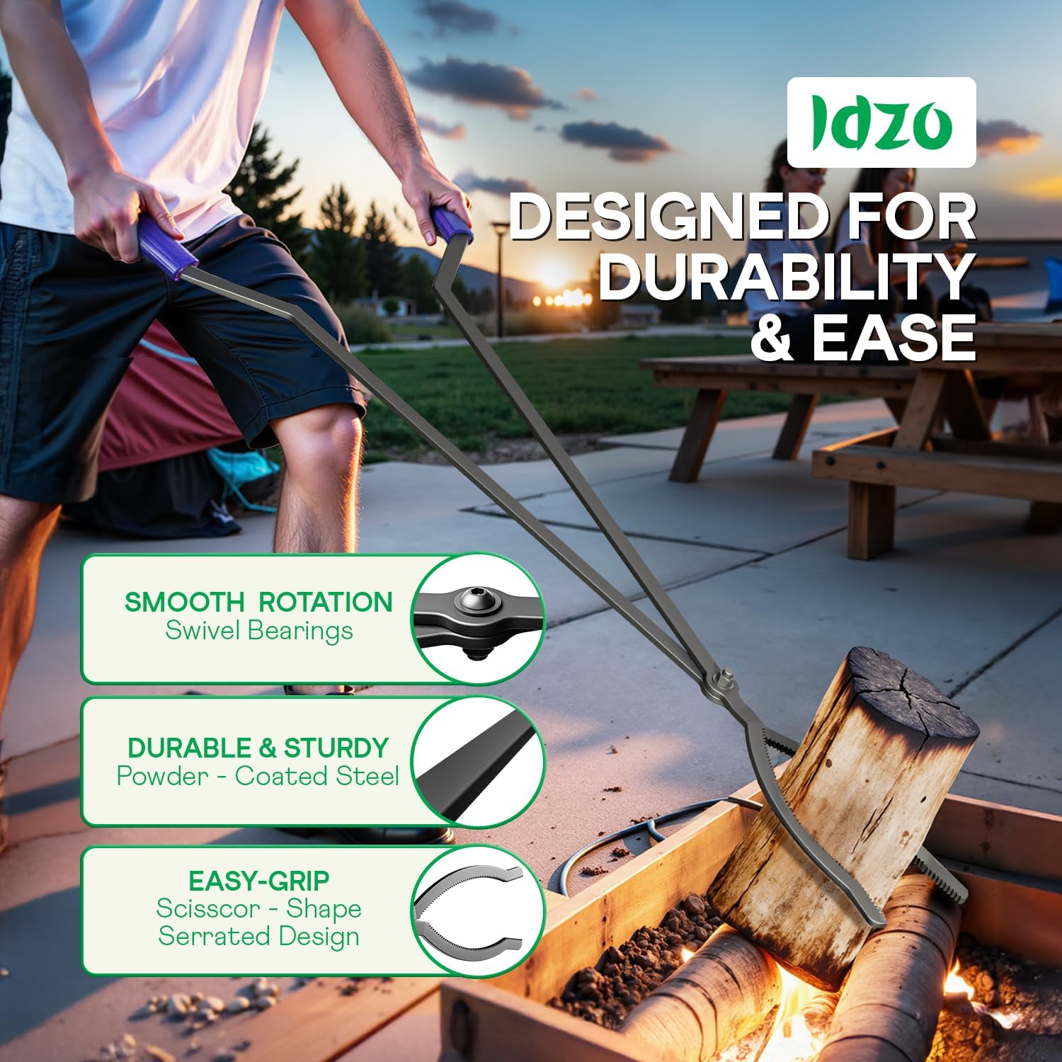 Steel - Fire Tongs + Poker - 40in