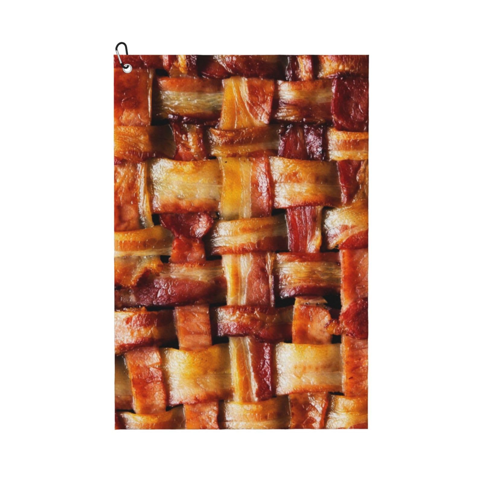 Hnnkloy Bacon Meat, 16x24 in Portable Waffle Golf Towels with Carabiner Clip for Golf Bag