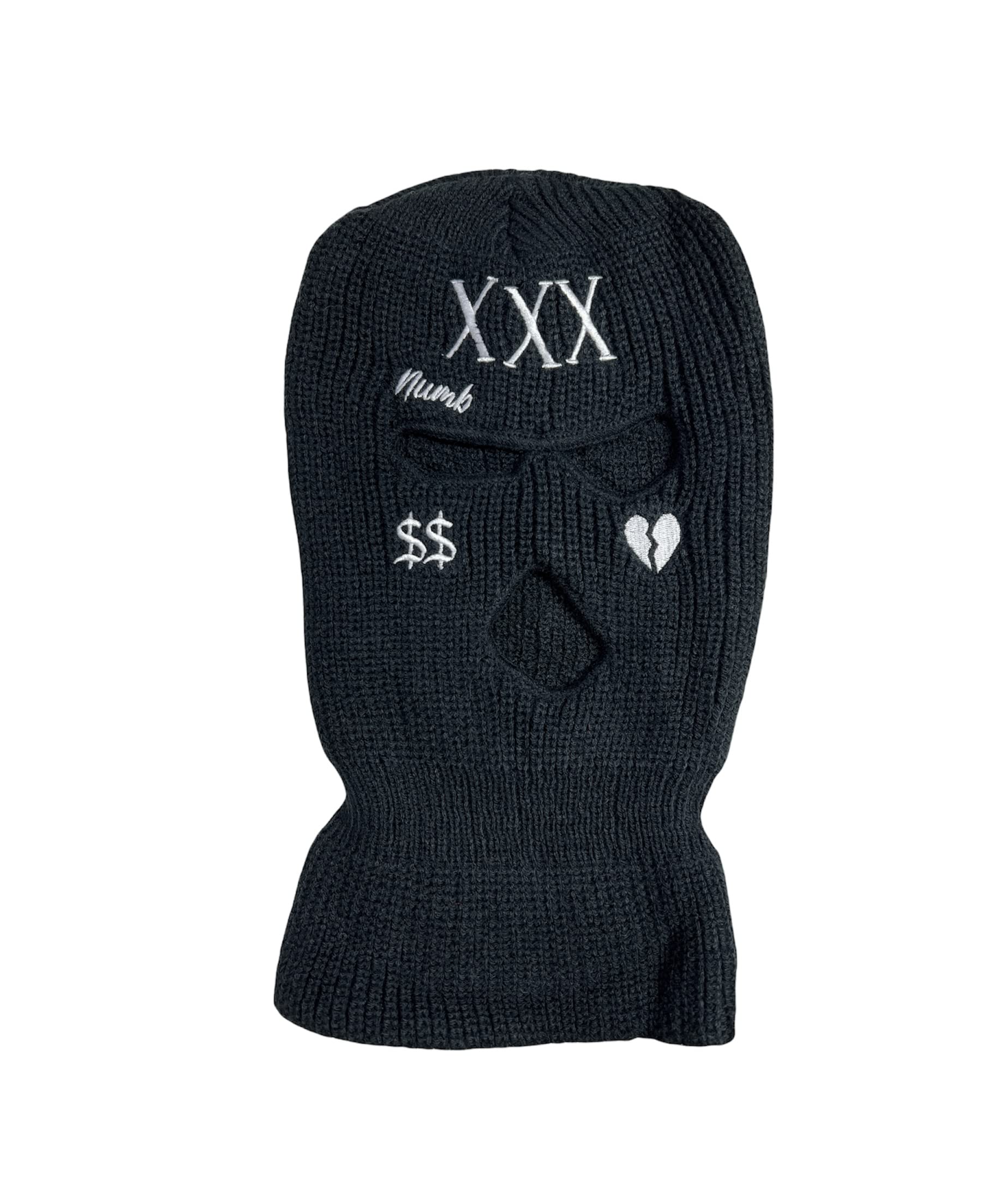 DaPlug444 3-Hole Knitted Black Full Face Cover Ski Mask Winter Balaclava Warm Knit Full Face Mask for Outdoor