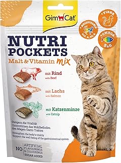 GimCat Nutri Pockets Malt & Vitamin Mix - Knuspriger Katzensnack mit cremiger Füllung und funktionalen Inhaltsstoffen - 1 Beutel (1 x 150 g)