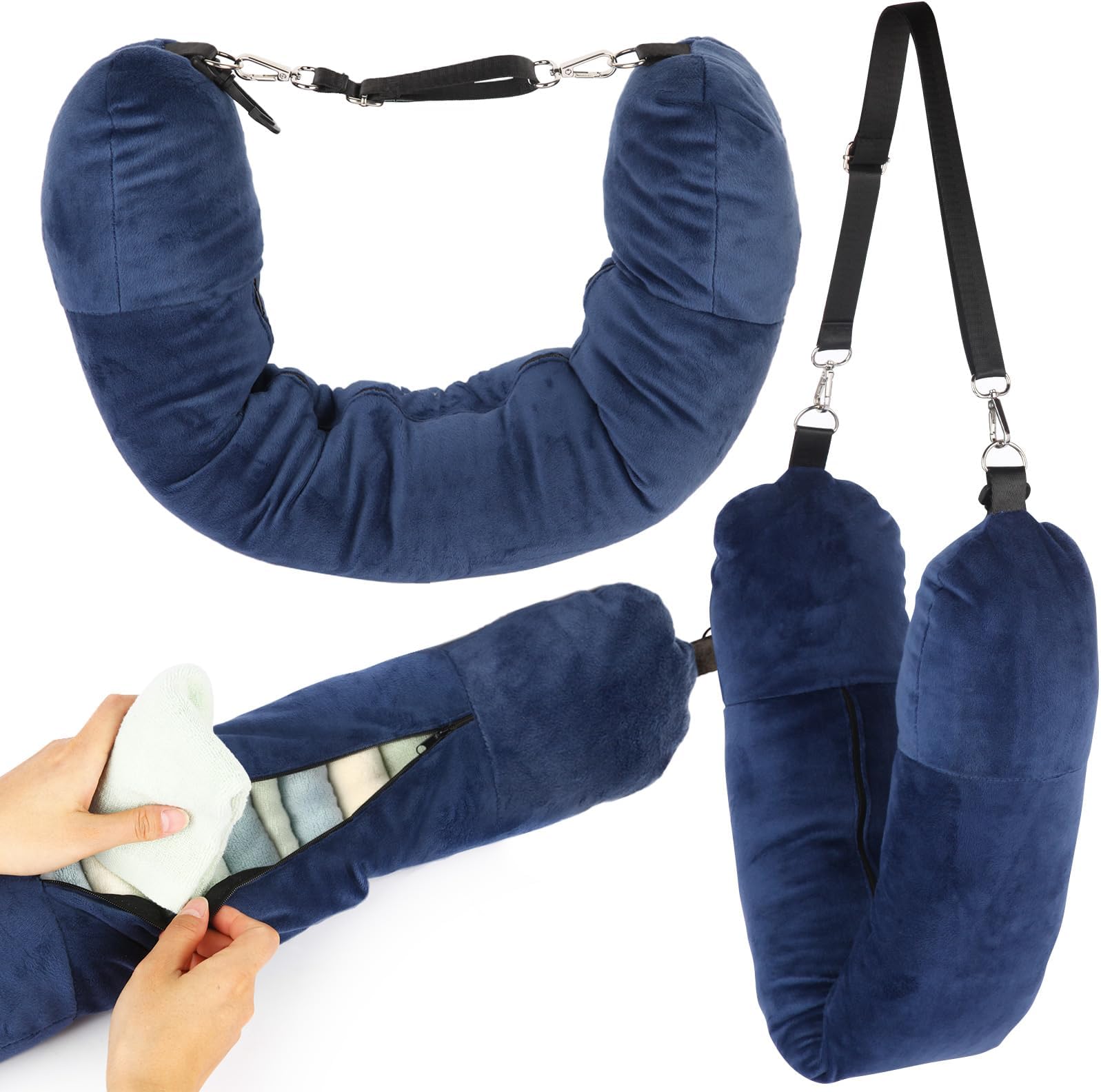 Reise Nackenkissen Befülbar Mit Kleidung - Platzsparendes Nackenhörnchen Für Flugzeug & Auto