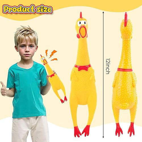Miniatura 6 de POPLAY Pollos de goma que chillan, juguetes de perro de pollo gritando, juguetes novedosos para niños y adultos