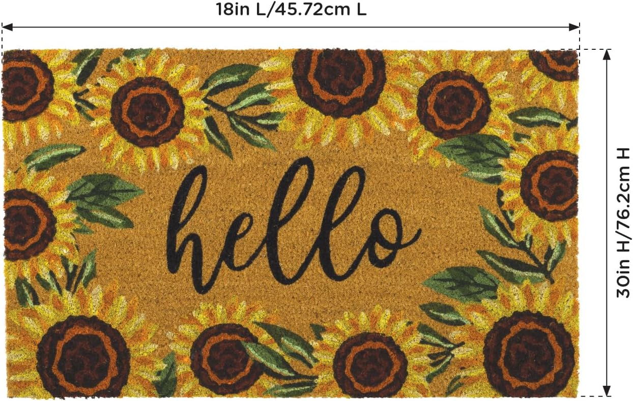 Regal Art & Gift Doormat Coir - Sunflower, 18x30 Inch, Indoor Outdoor Doormats, Welcome Mat for Entryway, Non-Slip Rubber Backing, All Natural Cotton Husk, Easy to Clean Welcome Mats for Front Door