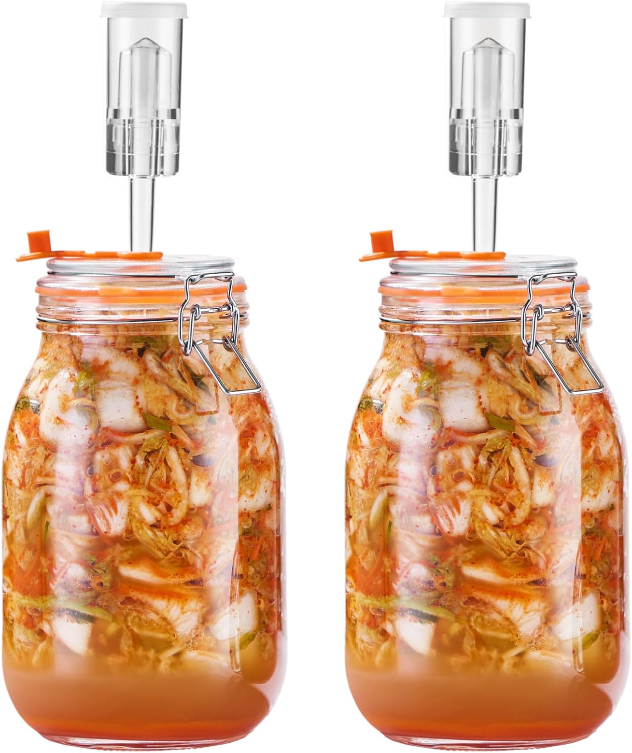 JILLMO 1.8L (64 fl oz) Fermentation Jar Kit with Airlock, 2 Pack