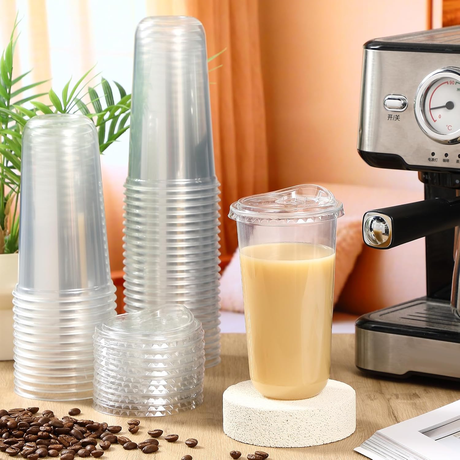 50 Sets Clear Plastic Cups with Strawless Sip Lids, Thickened Clear Disposable Plastic PET Crystal Cups for Iced Coffee, Smoothie, Cold Beverage, Drink Shops and Party Catering (20 oz) thumbnail