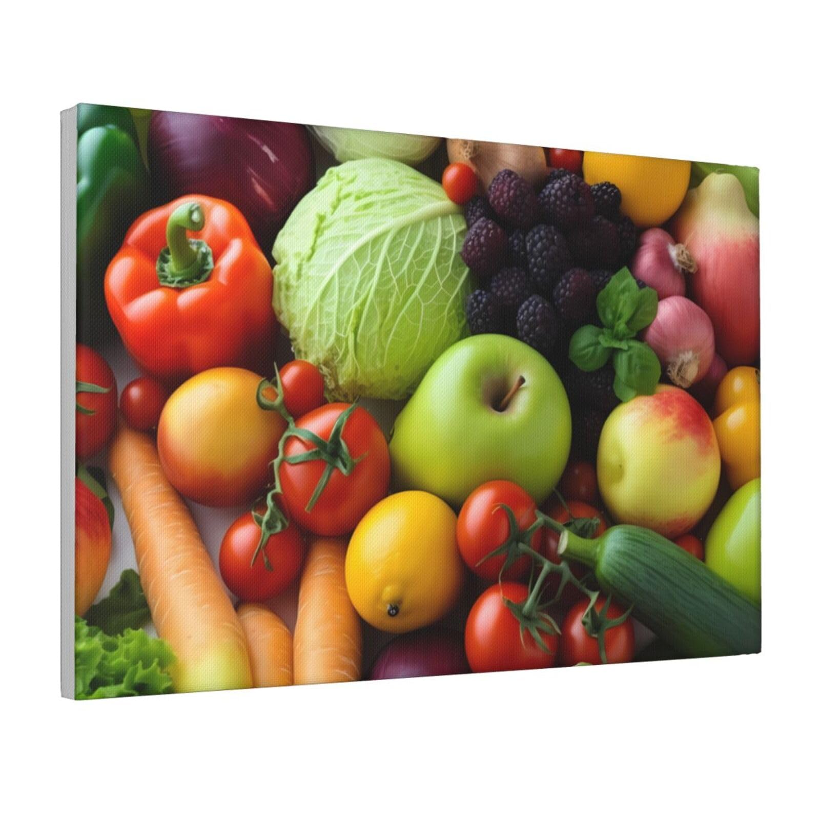 Framed Wall Art for Living Room Art Work, Fresh Fruits and Vegetables Picture Prints Modern Office Wall Paintings Poster Aesthetic Wall Decorations for Home Decor Ready To Hang 8"x12"