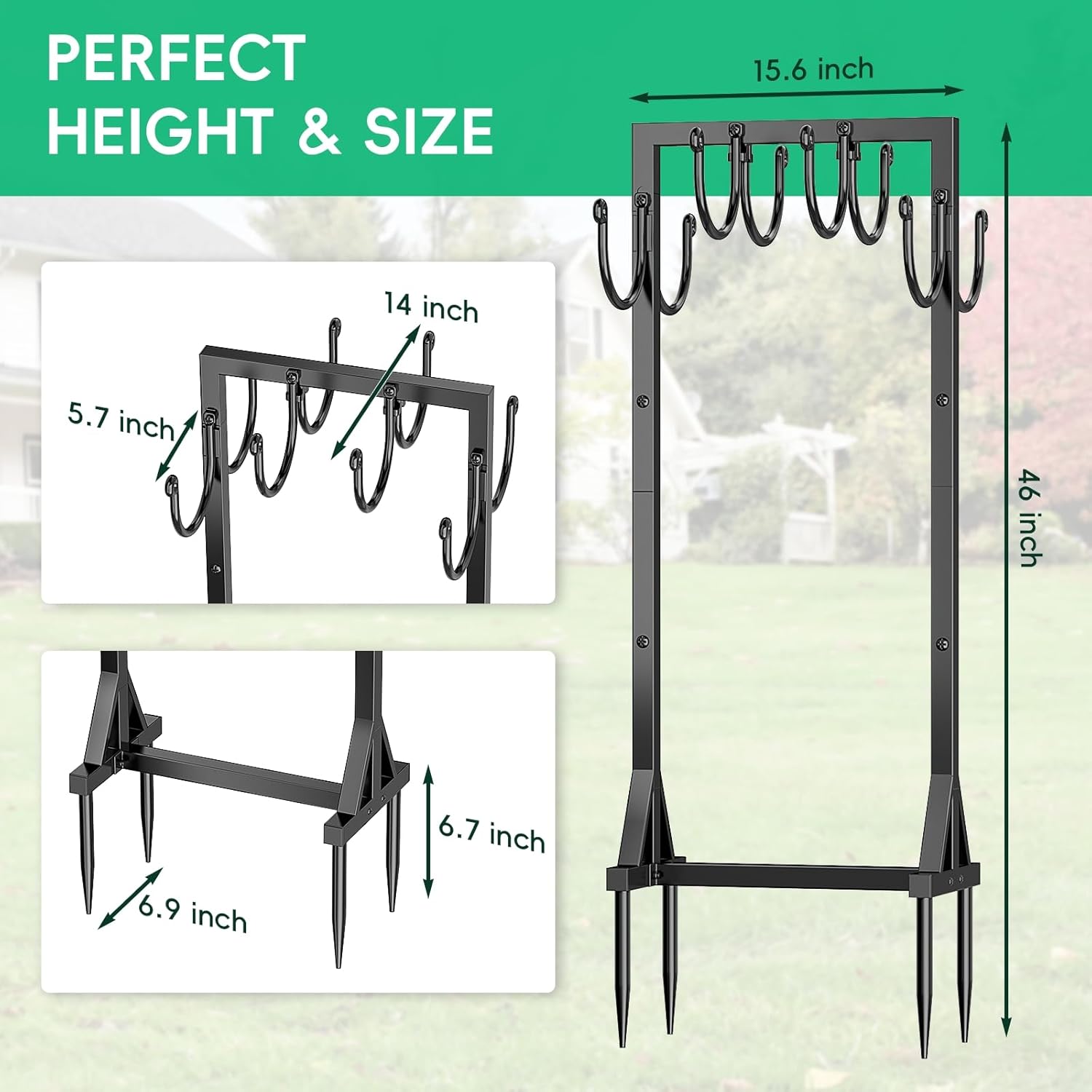 Kcysta Garden Hose Holder Freestanding, Double-Sided Water Hose Holders for Outside, Heavy Duty Metal Hose Stand Hanger Storage Rack