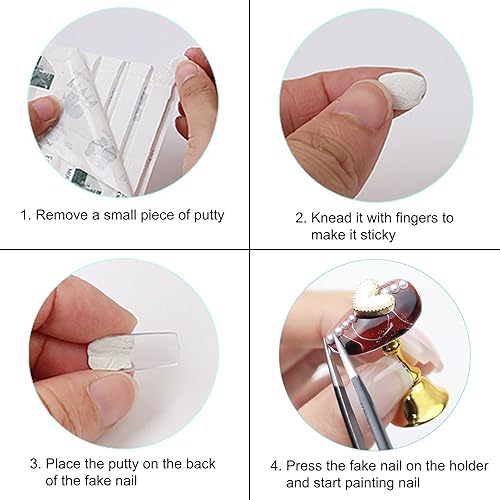 Miniatura 6 de 1 juego de soporte de uñas acrílicas con 42 piezas de masilla reutilizable, forma única, kit de uñas a presión para pintar, exhibición de uñas,