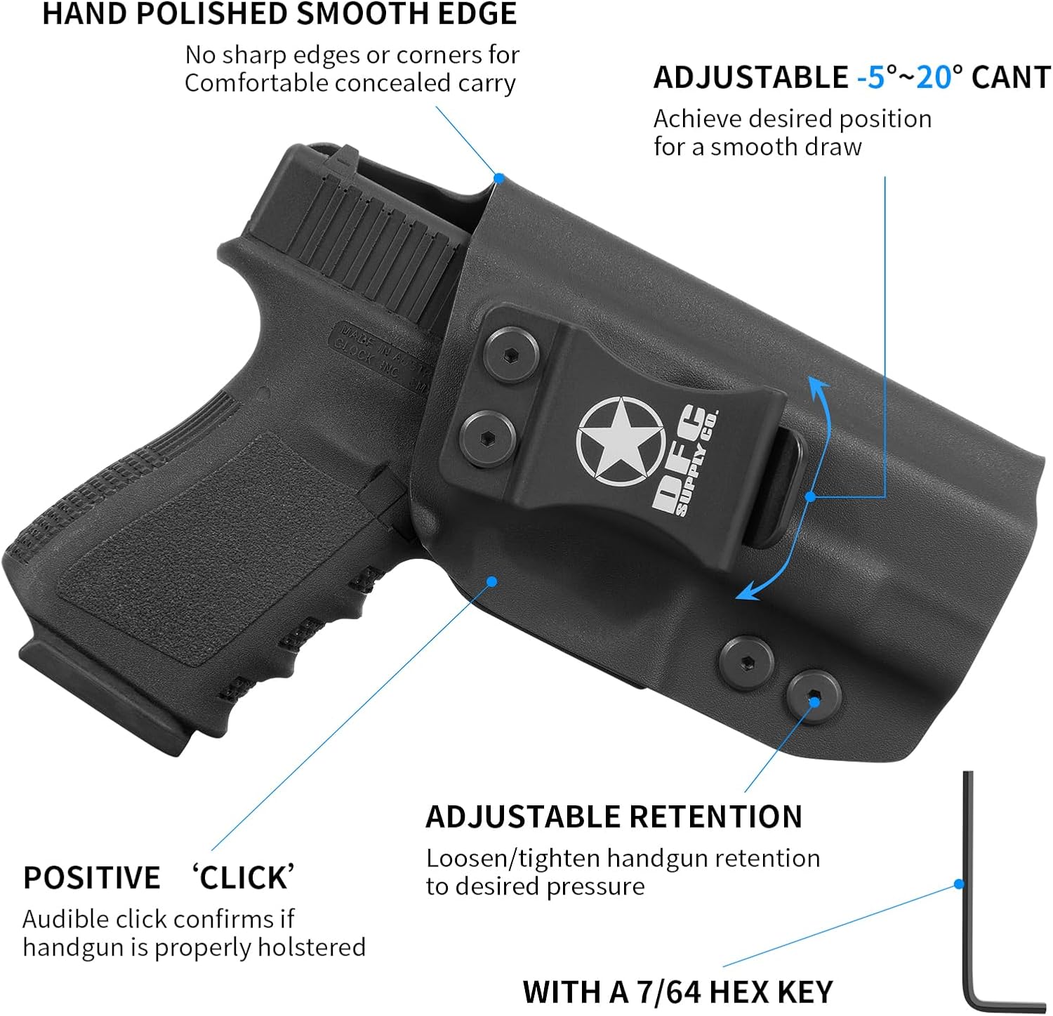 Crazy AL’S® G19 Holster Compatible with Glock 19,Custom Fit:G19/19X/25/26/44/45 (Gen 1-5) & G23/32 (Gen 3-4) Pistol，IWB Kydex Holster，Inside Waistband Concealed Carry,G26 Holster