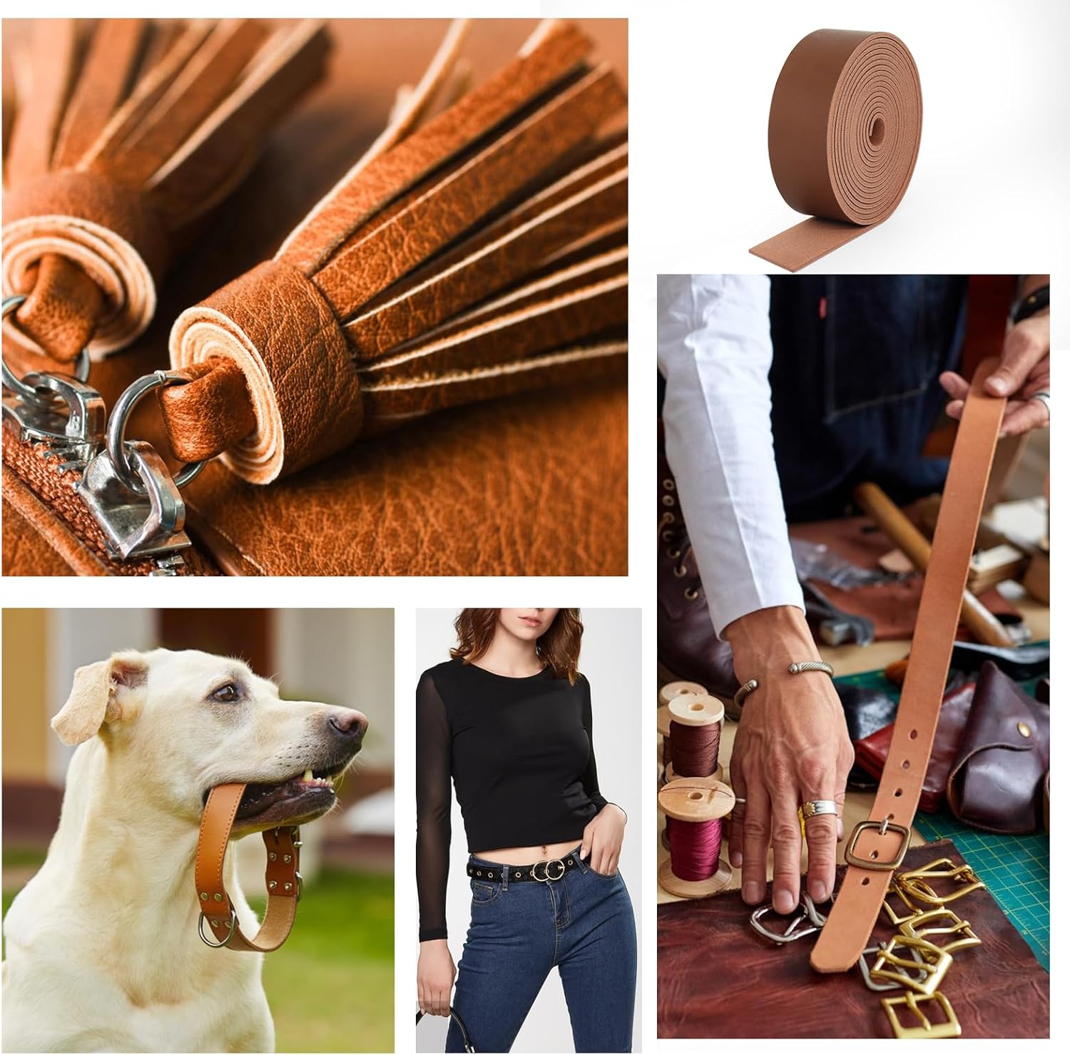 ABIDISO Faux Leather Strap 1 Inch Wide 90 Inches Long Leather Strip, Soft Leather for DIY Craft Projects, Leather Belt Strips, Hobby Workshop - Coffee - Image 7