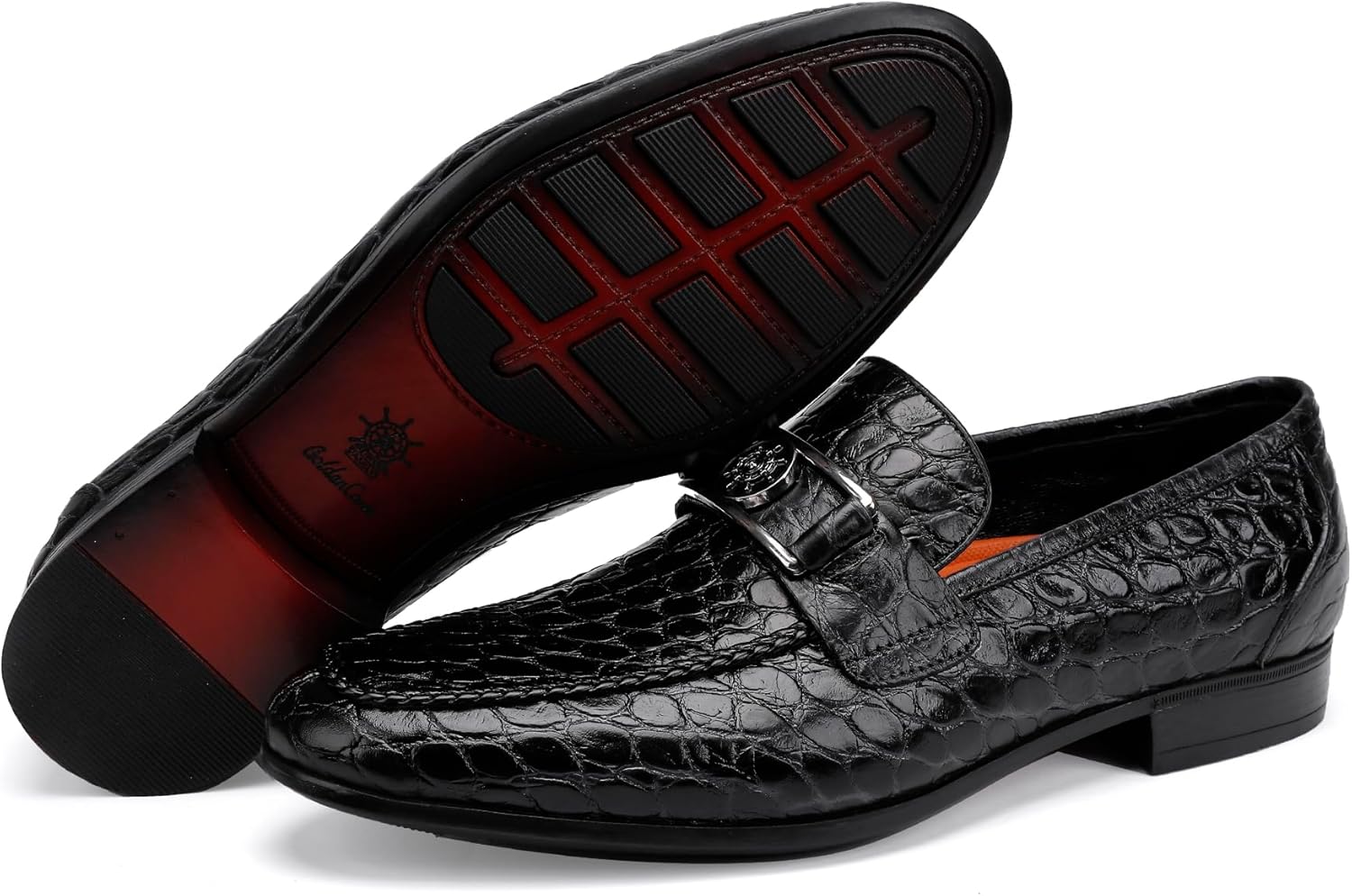 Premium Leather Tassel Loafer for Men, Classic Alligator Printed Thick Sole Dress Loafers Shoes for Mens - Image 4