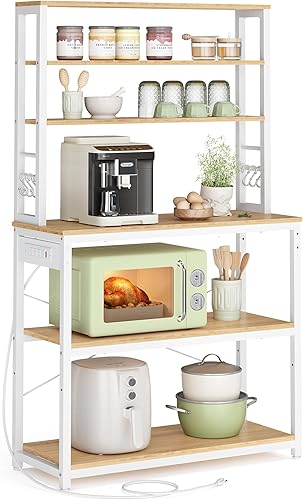 Miniatura 14 de VASAGLE Barra de Café, Estante de Panadero de 23.6 Pulgadas para Cocina con Almacenamiento, Estantes de Cocina de 6 Niveles con 6 Ganchos, Soporte