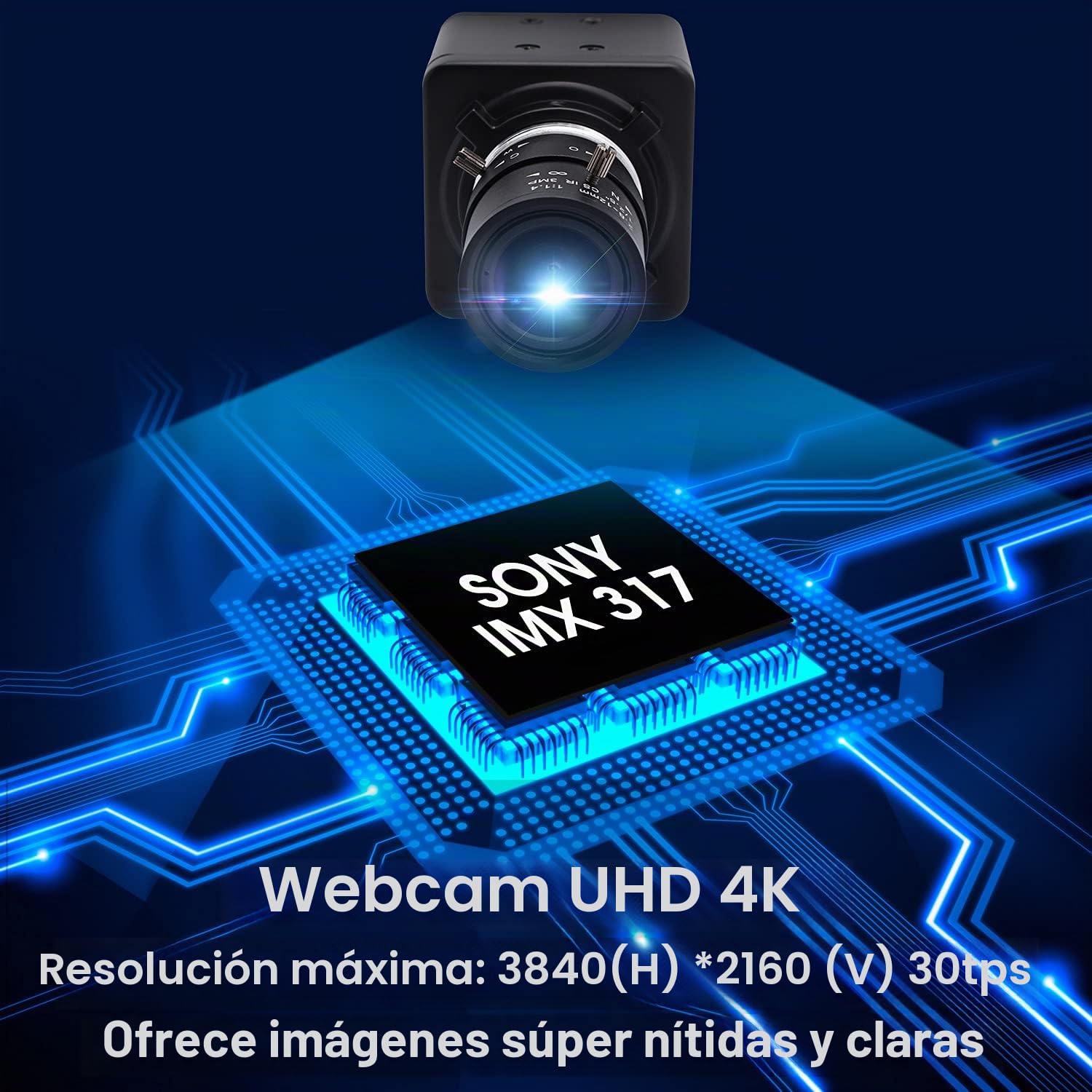 Svpro Webcam 4K Ultra HD – Objetivo varifocal de 2,8 – 12 mm, 3840 x 2160 @ 30 fps, zoom óptico, sensor IMX317, USB UVC Conferencia, Webcam para Mac/Windows/Linux