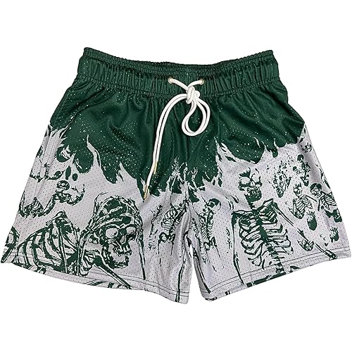 DIOTSR Mens Graphic Shorts Casual Flat Front Shorts Cool Streetwear Designer Shorts Drawstring Summer