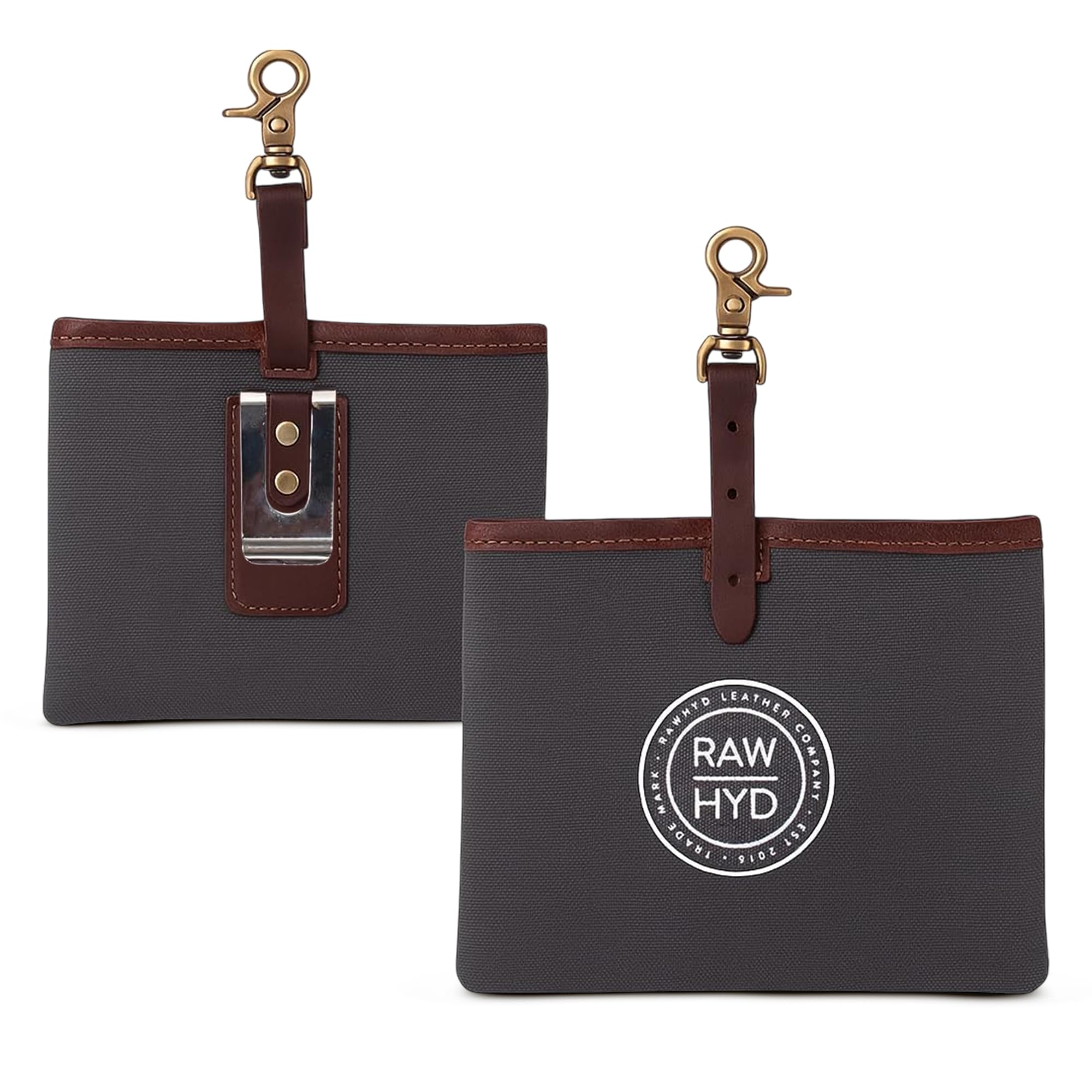 RAW HYD Dog Treat Pouch for Training – Premium Leather & Waxed Canvas Treat Bag with Dual Magnetic Closure & Waistband Clips – Hands-Free Dog Training