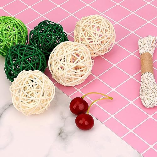Miniatura 3 de Kubert 21 bolas decorativas de ratán de 3 tamaños, adorno perfecto para X-MAS, boda, fiesta, decoración del hogar, rellenos de jarrones de orbes